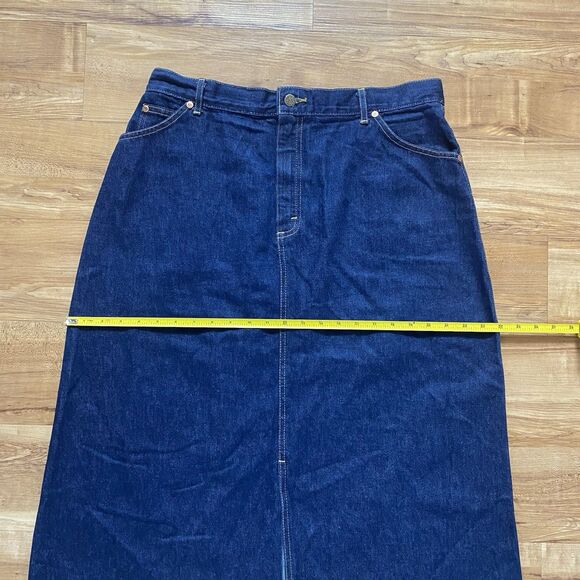VTG LEE Jean Skirt 90s Women Size 18 Denim Midi Modest USA Pockets Retro Prairie - Picture 10 of 16